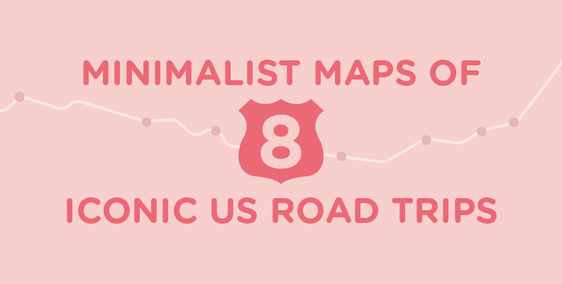 Minimalist Maps of 8 Iconic US Road Trips