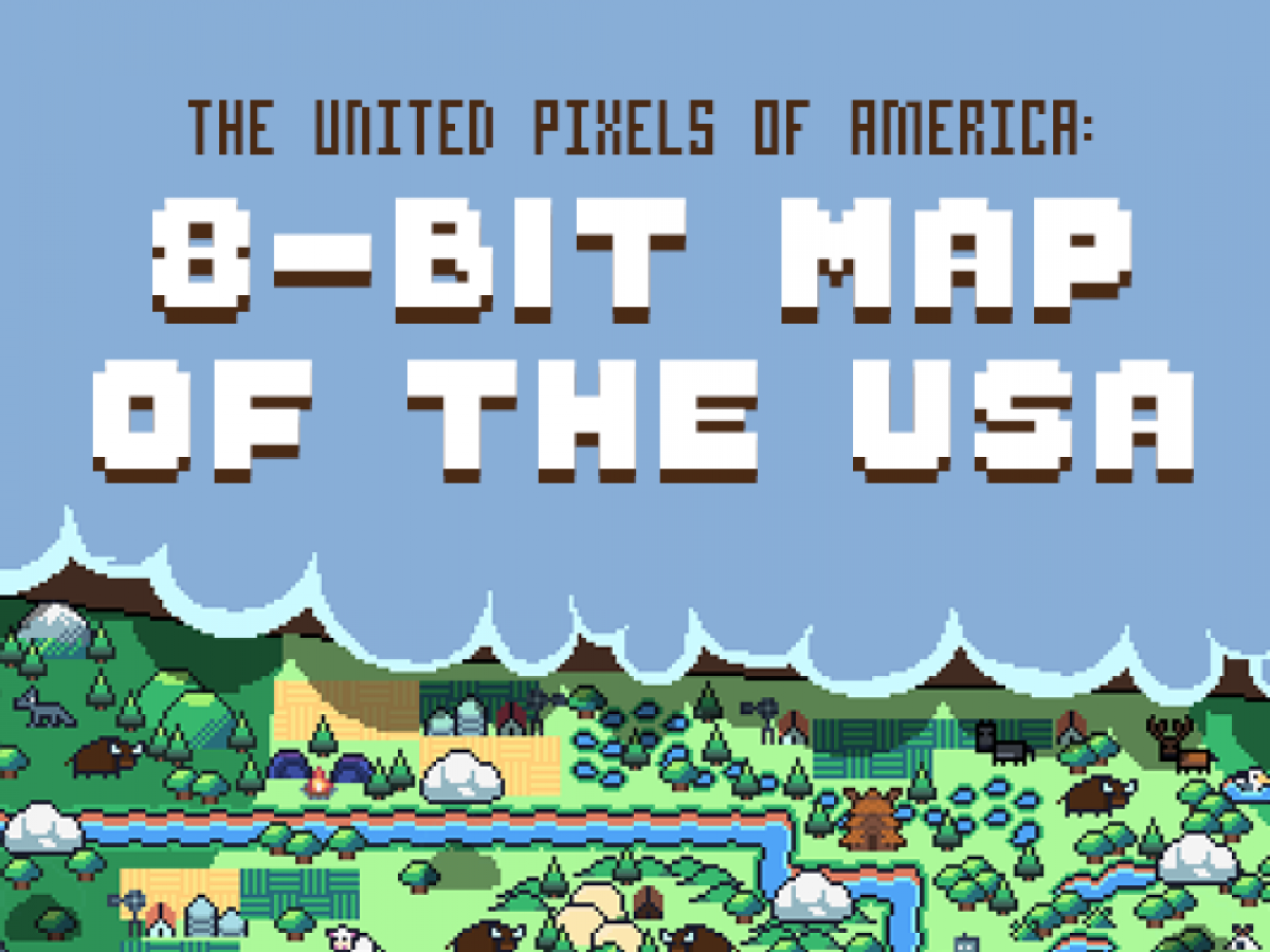 The United Pixels Of America 8 Bit Map Of The Usa Netcredit Blog