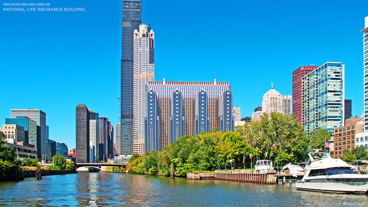 What Chicago could have looked like - National Life Insurance Building Pedestrian View