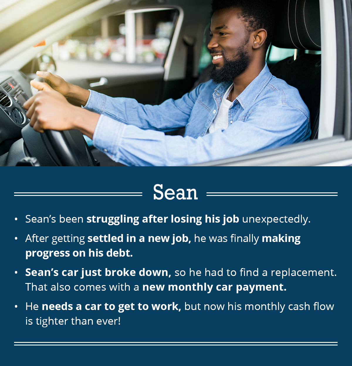 A debt consolidation example featuring a man named Sean