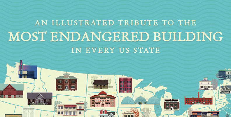 An Illustrated Tribute to the Most Endangered Building in Every US State