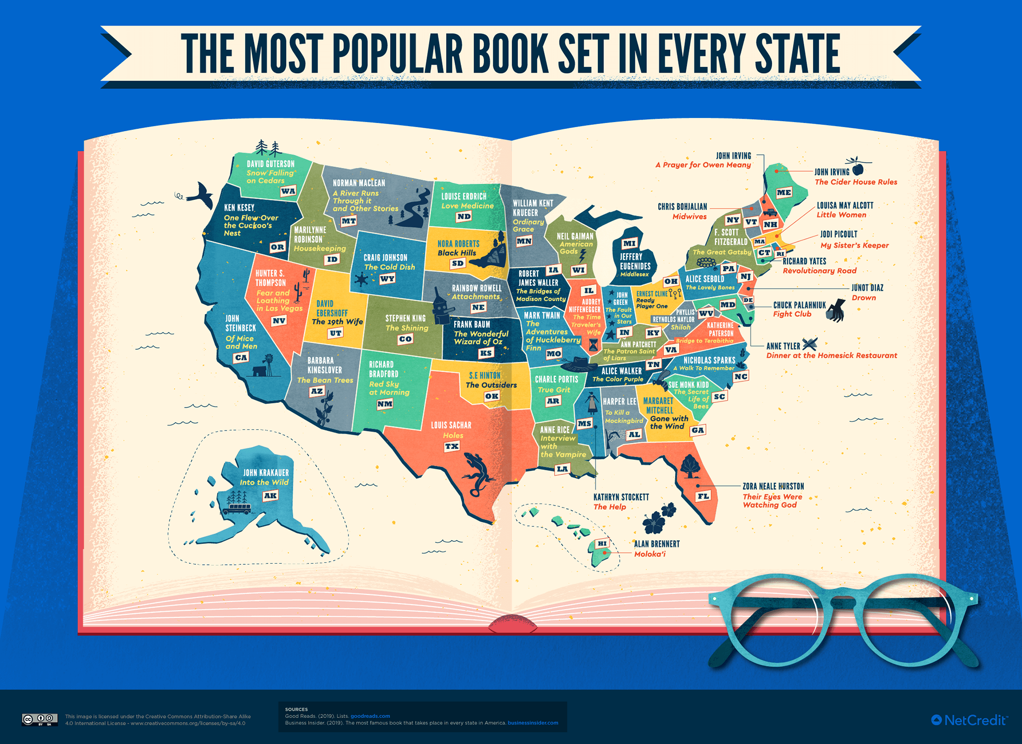 Map of USA most popular book